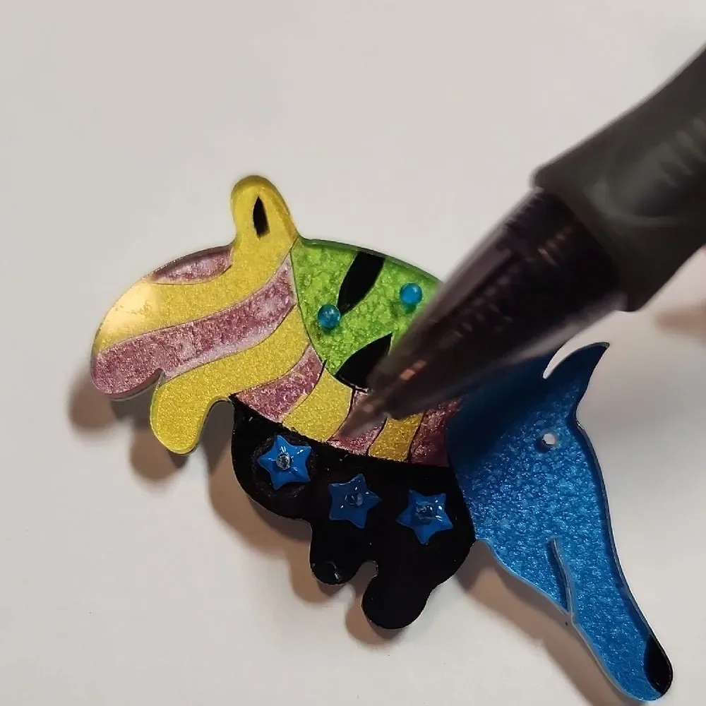 Mexican Folk Art Colorful Armadillo Brooch Pin